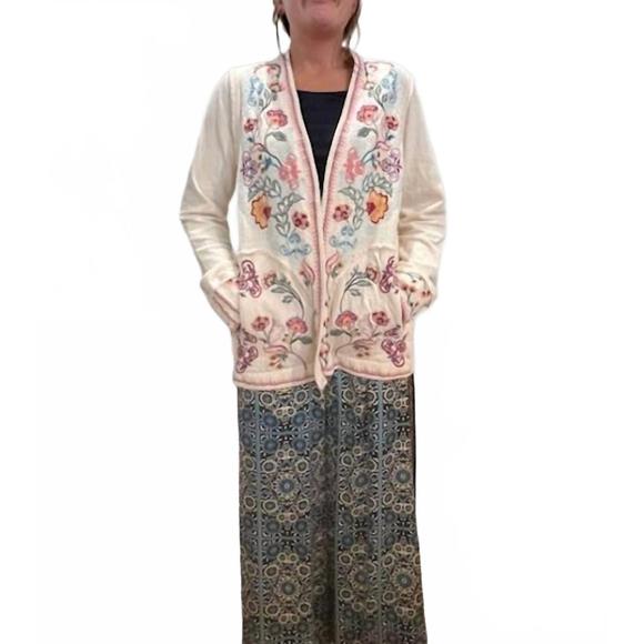 NEW JOHNNY WAS biya short cardigan in ecru